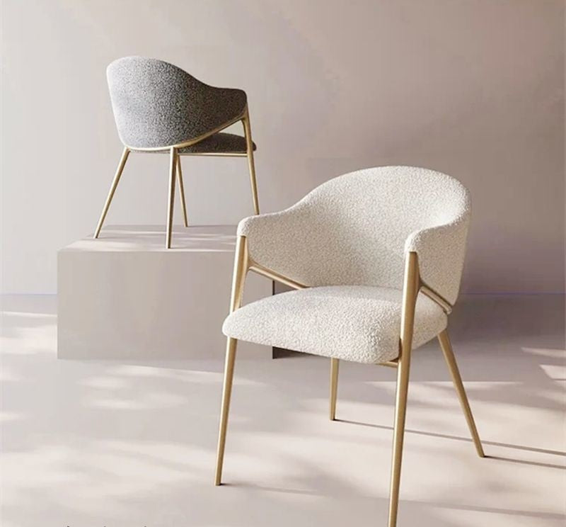 Nordic Italian Metal Luxury Dining Chair – High-End Fabric & Leather Backrest Chair