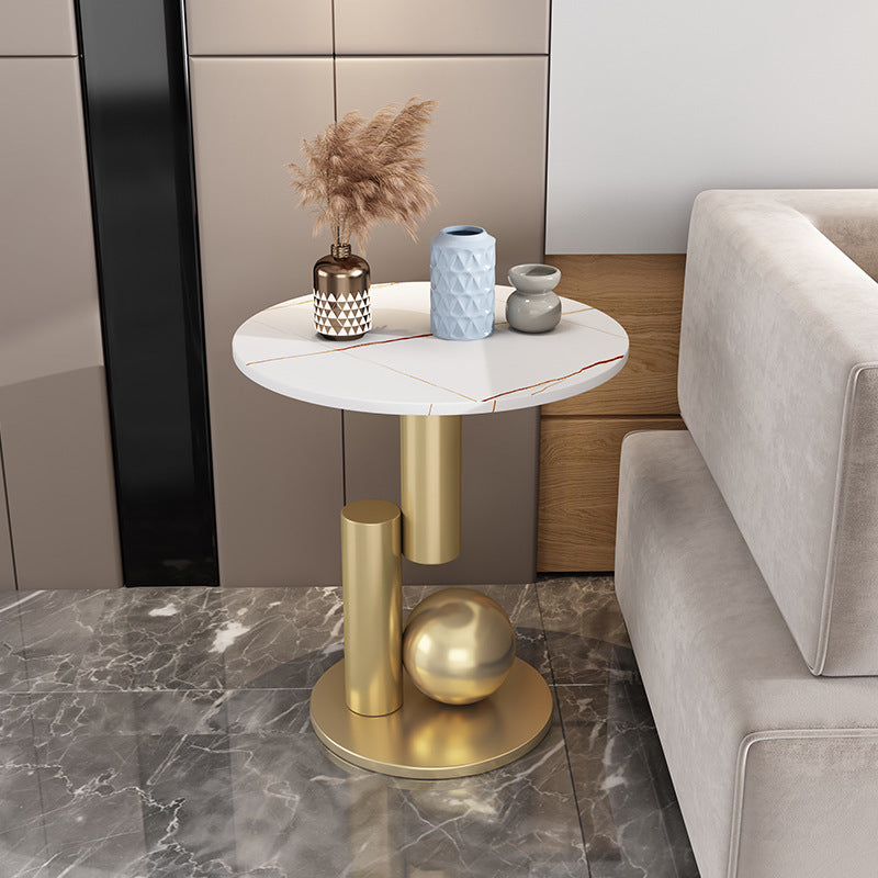 Nordic Modern Luxury Stone Slab Side Table – Eco-Friendly Round Sofa & Bedside Table