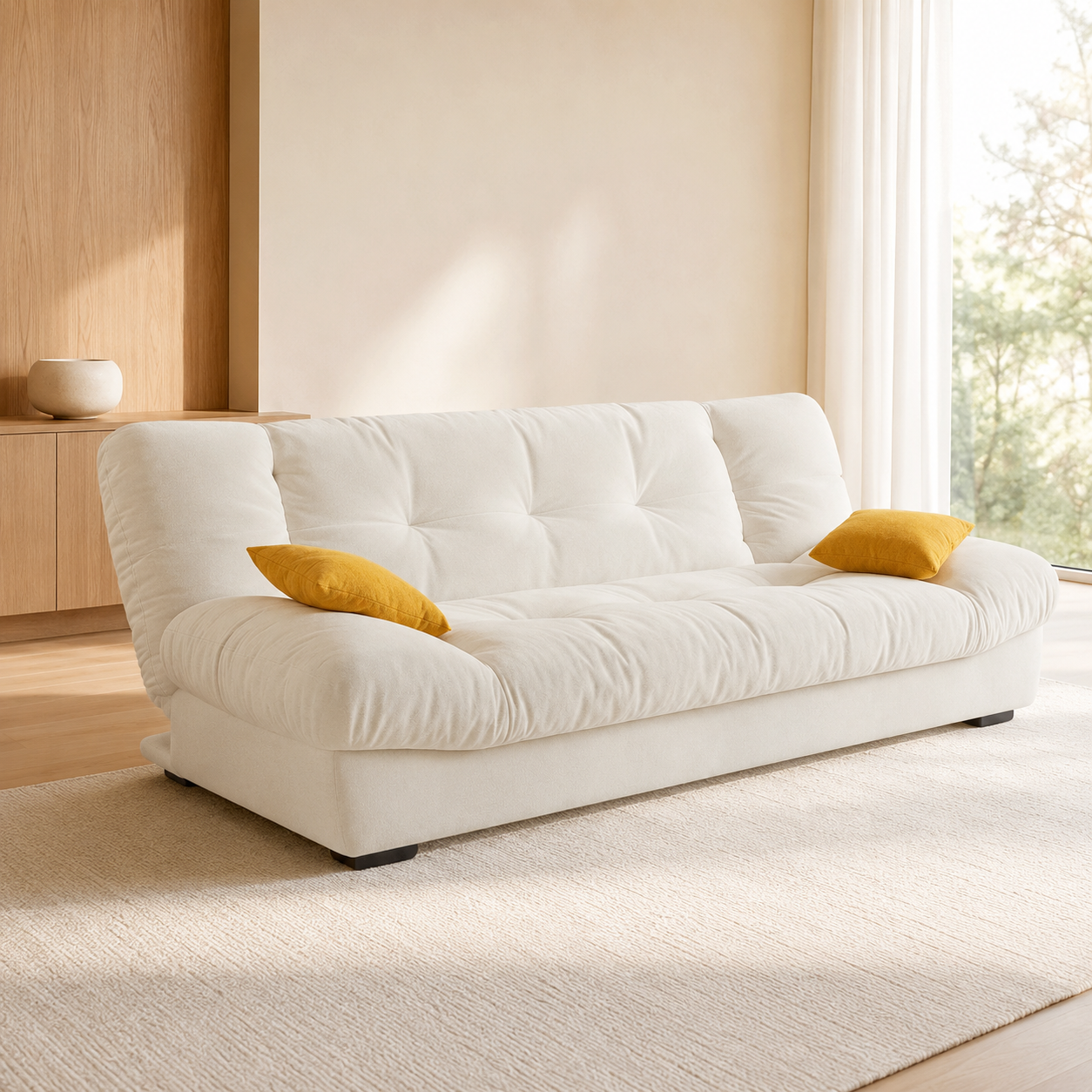 Nordic Modern Multi-Functional Velvet Sofa Bed Double Foldable Wood Frame