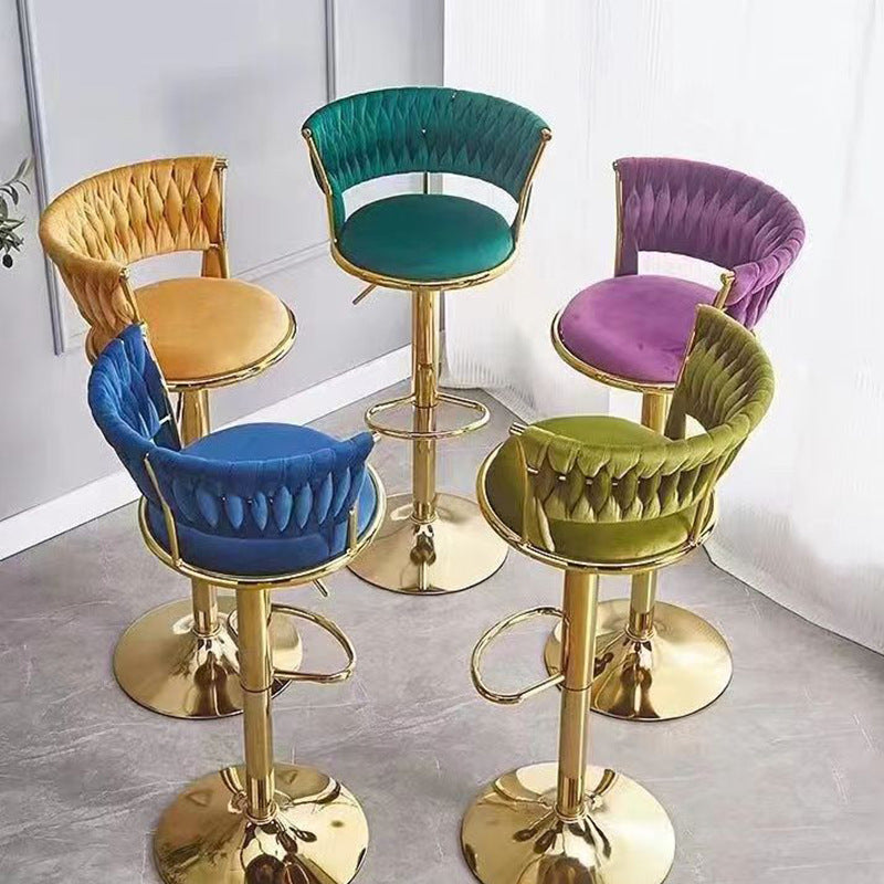 Nordic Adjustable Bar Counter Stool Solid Wood Back Round High Stool for Household Bar, Cash Register Counter, and Bar Chair Use