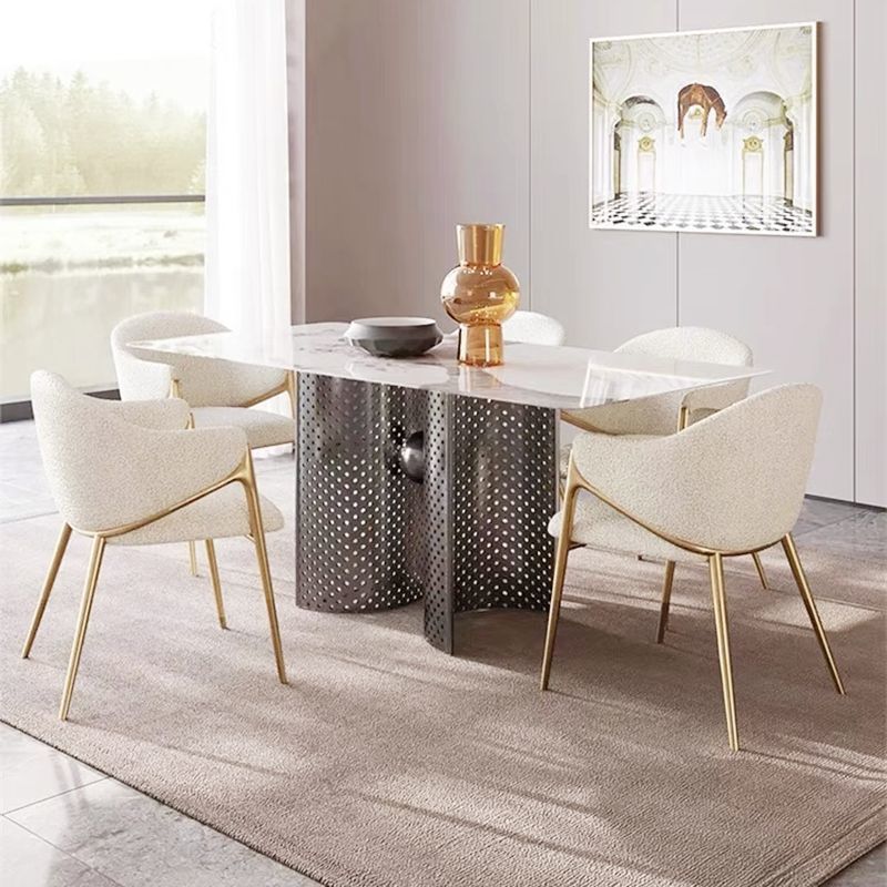 Nordic Italian Metal Luxury Dining Chair – High-End Fabric & Leather Backrest Chair