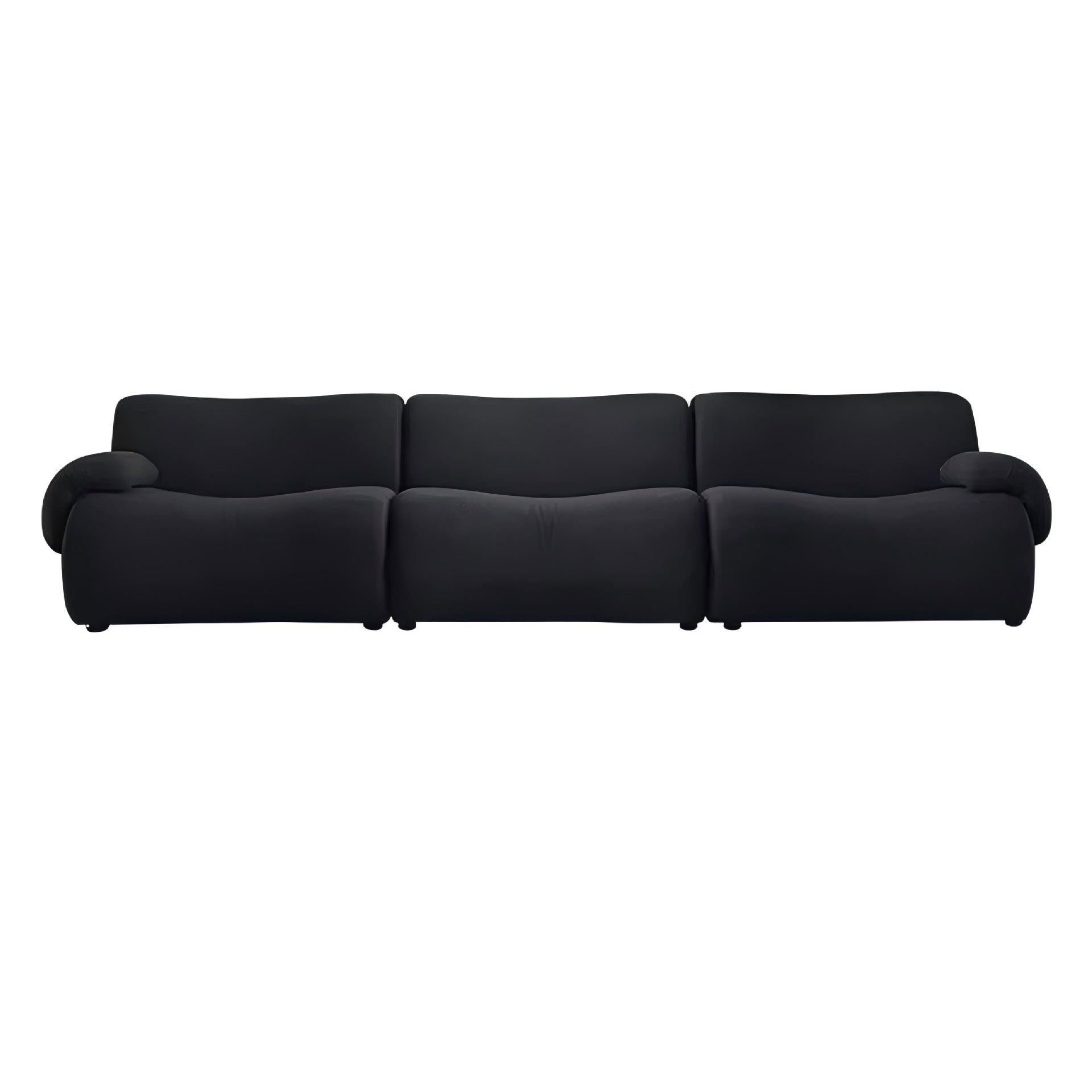Nordic Armless 3-Seat Sofa – Retro Black Cloth Middle Module for Small Apartment Living Room