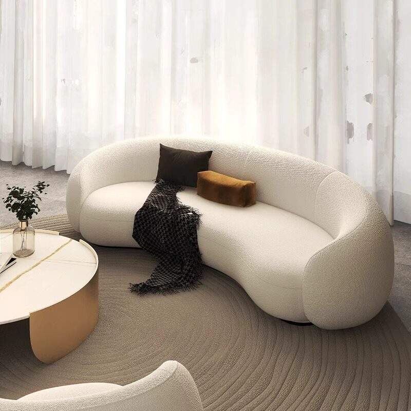 Penghao Modern Cream Style Curved Sofa - Nordic Luxury Lounge Seating for Boutique Salons & Living Spaces