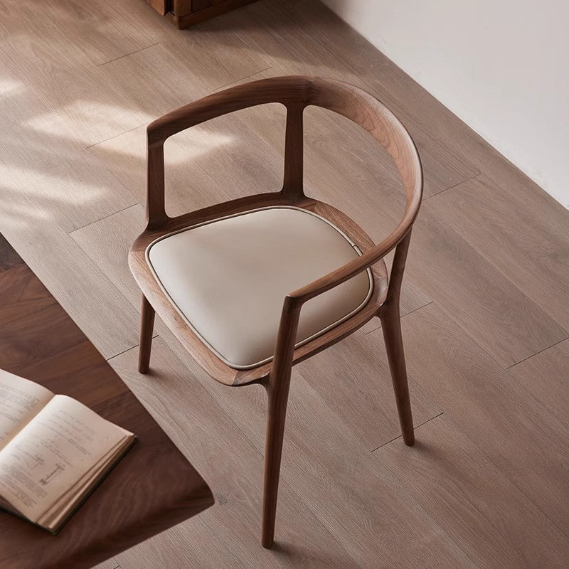 Italian Designer Solid Wood Chair with Armrest – Modern Luxury Dining and Lounge Chair