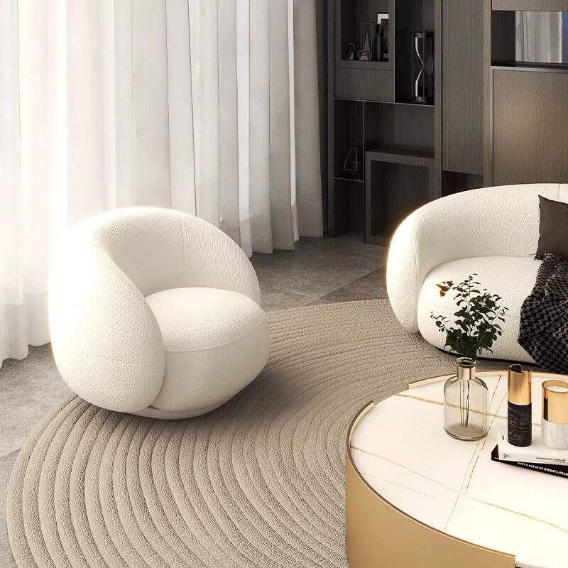 Penghao Modern Cream Style Curved Sofa - Nordic Luxury Lounge Seating for Boutique Salons & Living Spaces