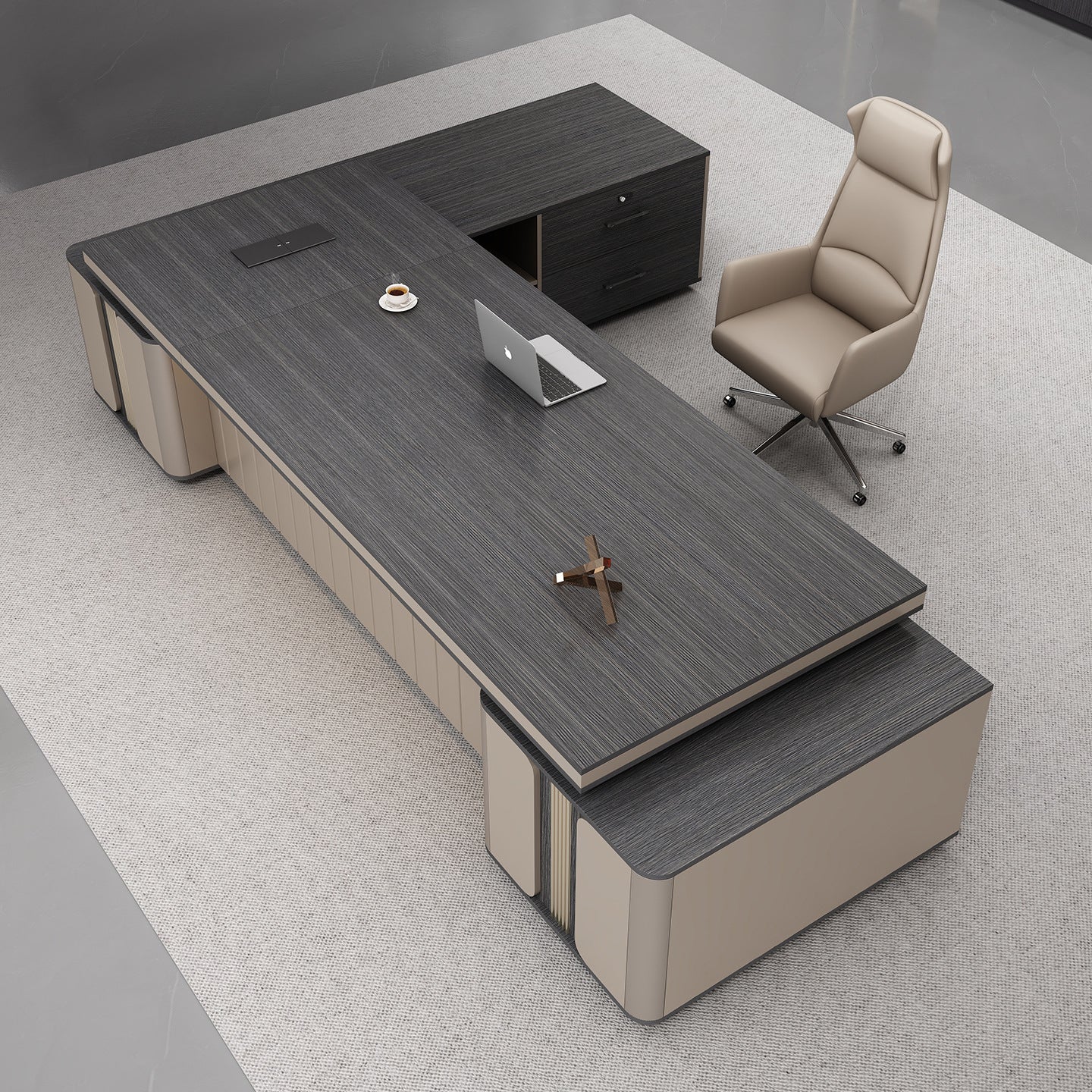 Simple & Modern Executive Desk Large Wooden Double-Cabinet Boss Desk Office Furniture