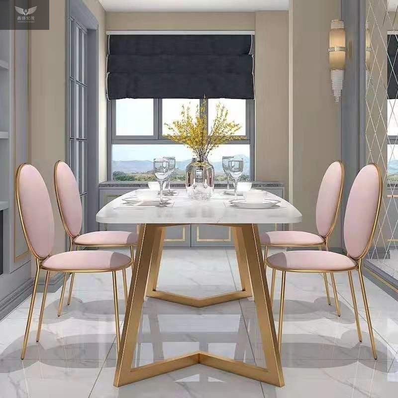 Nordic Modern Minimalist Marble Dining Table – Long Dining Table Set for Compact Spaces