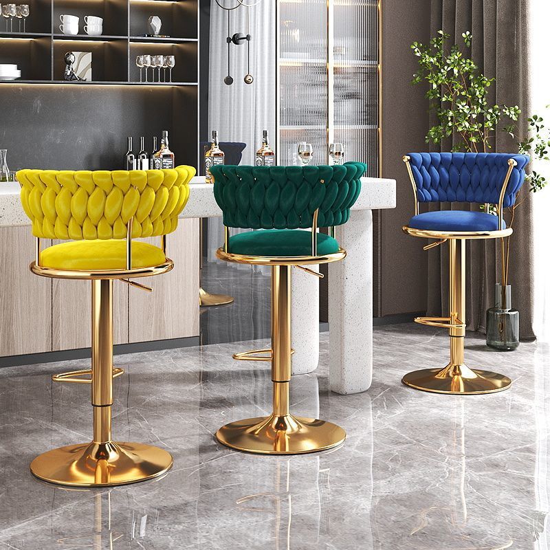 Nordic Adjustable Bar Counter Stool Solid Wood Back Round High Stool for Household Bar, Cash Register Counter, and Bar Chair Use