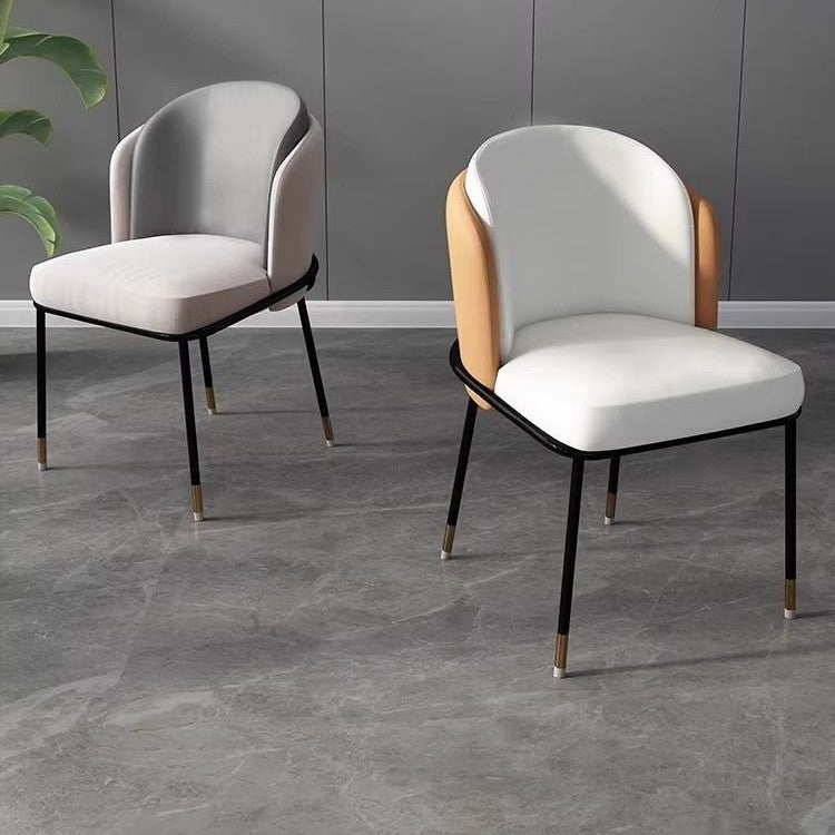 Luxurious Nordic Fabric Dining Chair – Modern Metal Frame Backrest Chair with Thousand-Needle Pattern