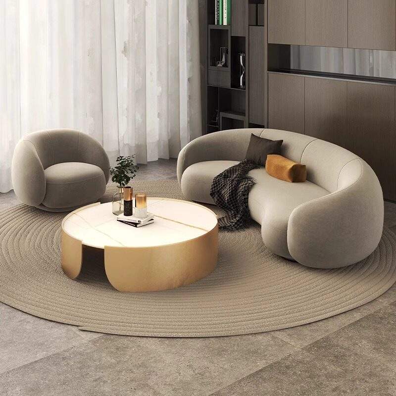 Penghao Modern Cream Style Curved Sofa - Nordic Luxury Lounge Seating for Boutique Salons & Living Spaces