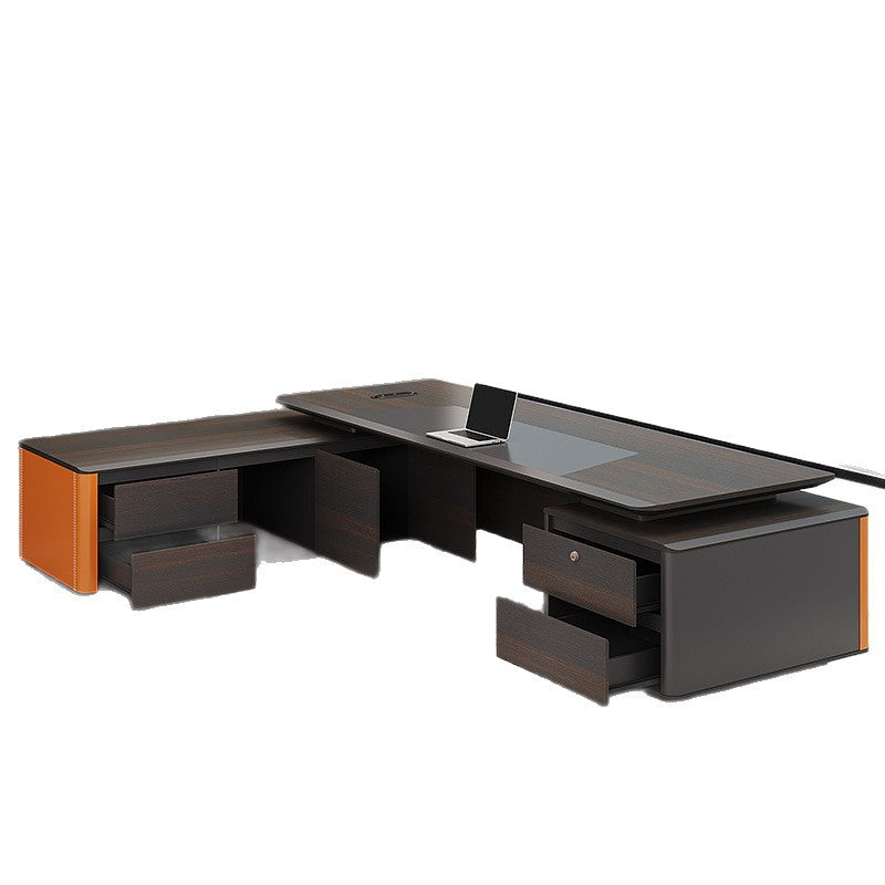 Simple Modern Executive Large Desk – Luxurious High-End Wooden Office Table for Boss & Leadership Office Furniture