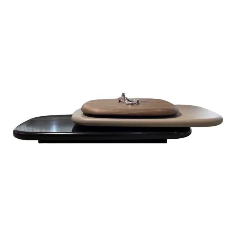Italian Minimalist Rotating Coffee Table – Solid Wood Creative Suspended Design