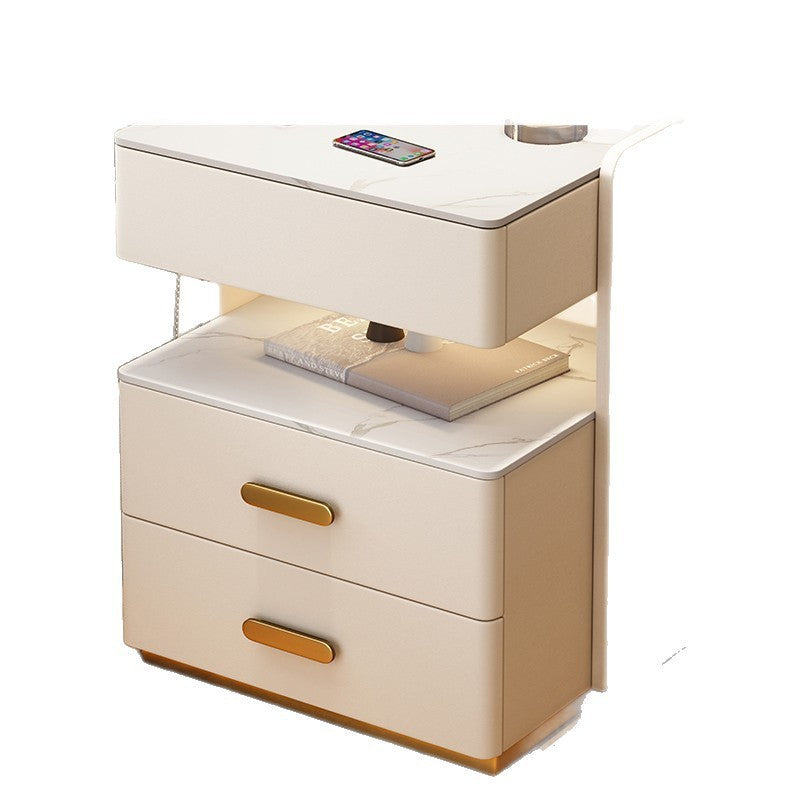Modern Minimalist Luxury Bedside Cabinet – Granite Slab Multi-Functional Storage Cabinet