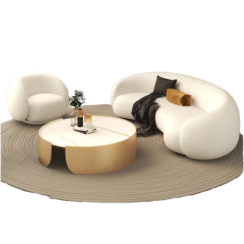Penghao Modern Cream Style Curved Sofa - Nordic Luxury Lounge Seating for Boutique Salons & Living Spaces