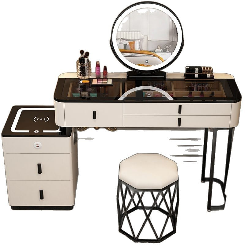 Modern Small-Sized Makeup Table Rechargeable Wooden Dressing Table Luxury Bedroom Living Room Vanity Table