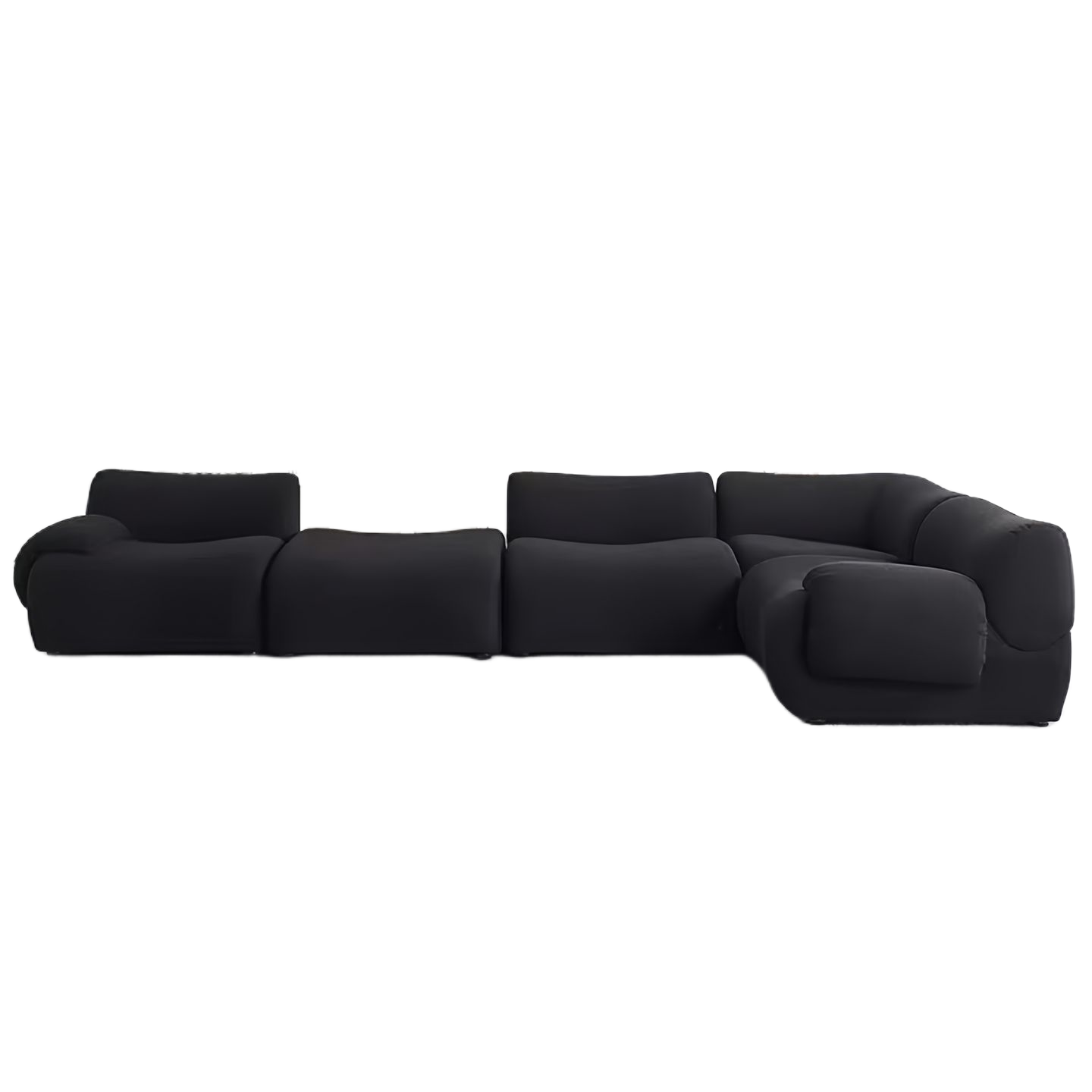 Nordic Armless 3-Seat Sofa – Retro Black Cloth Middle Module for Small Apartment Living Room