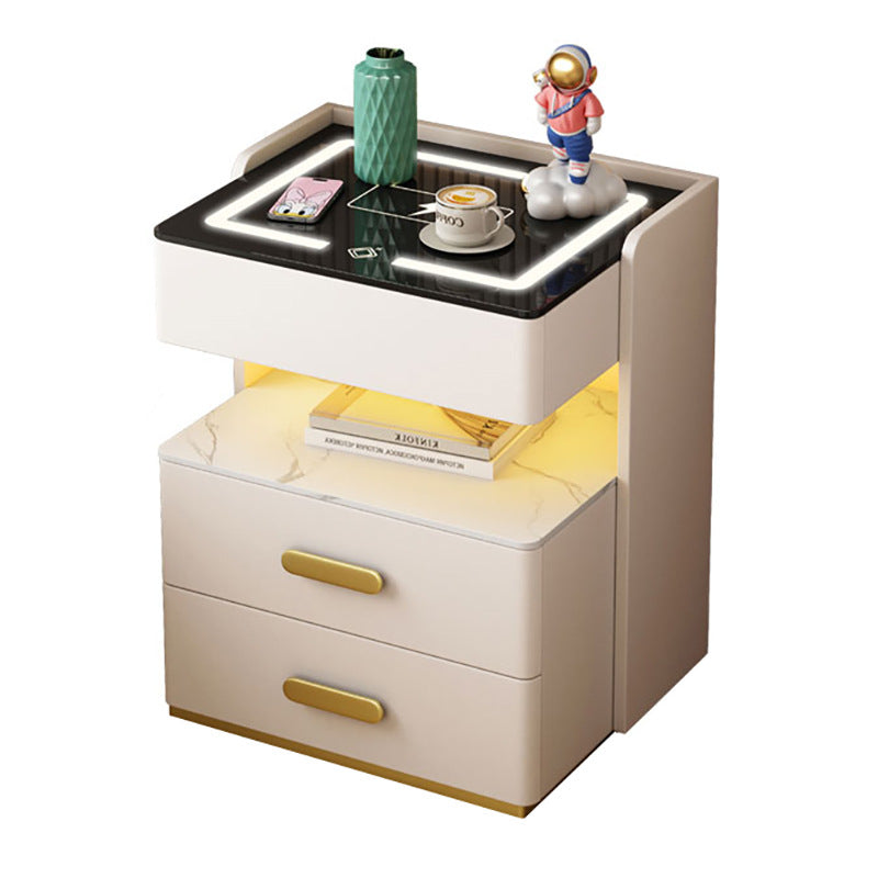 Modern Minimalist Luxury Bedside Cabinet – Granite Slab Multi-Functional Storage Cabinet