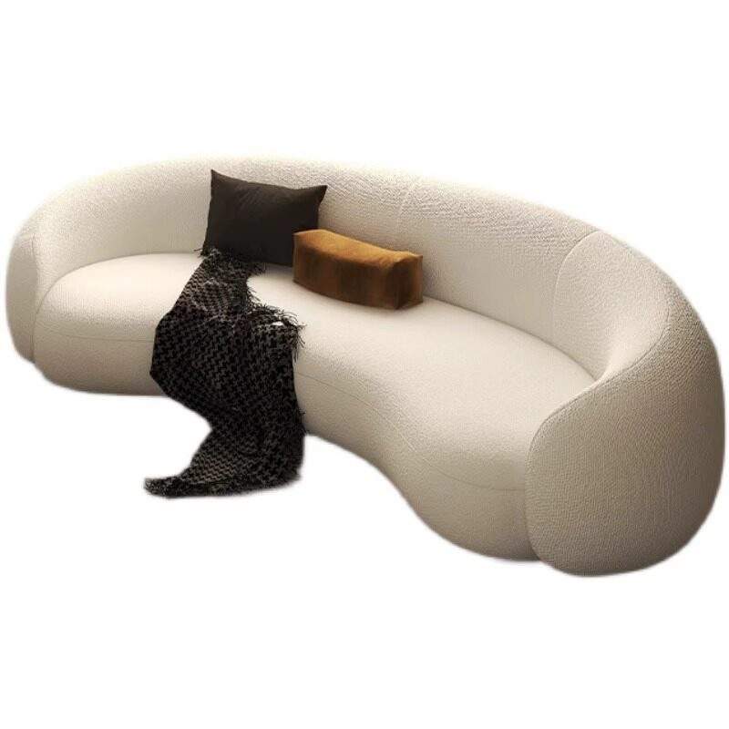 Penghao Modern Cream Style Curved Sofa - Nordic Luxury Lounge Seating for Boutique Salons & Living Spaces