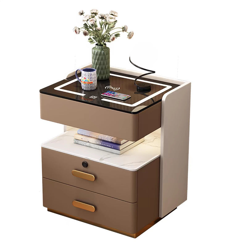 Modern Minimalist Luxury Bedside Cabinet – Granite Slab Multi-Functional Storage Cabinet