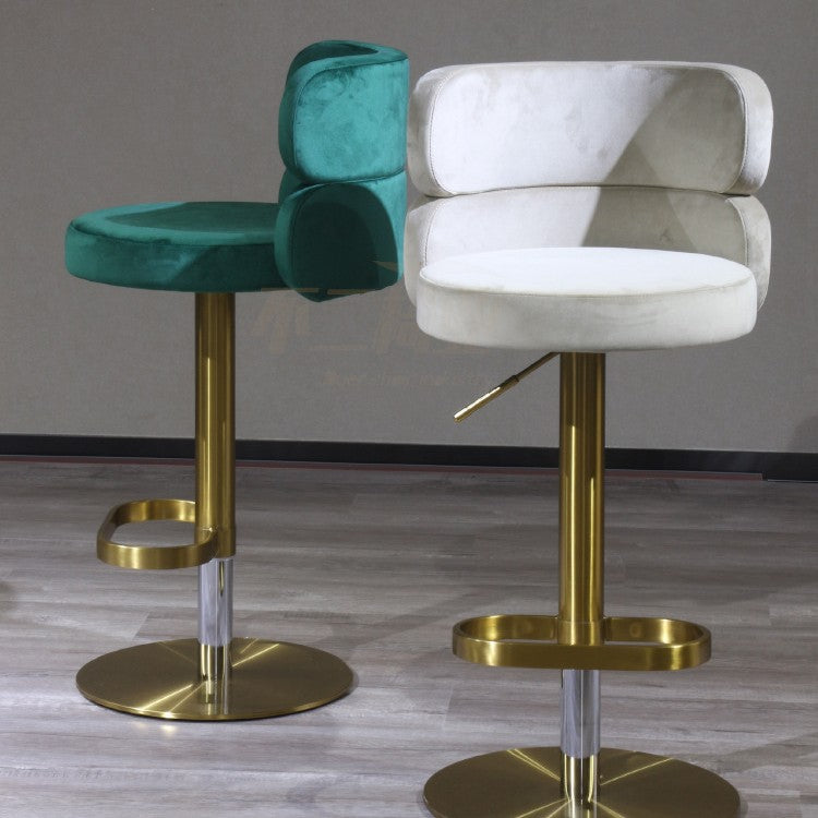 Nordic Luxury Bar Chair Solid Wood Rotating Backrest Bar Stool for Modern Residential and Commercial Use