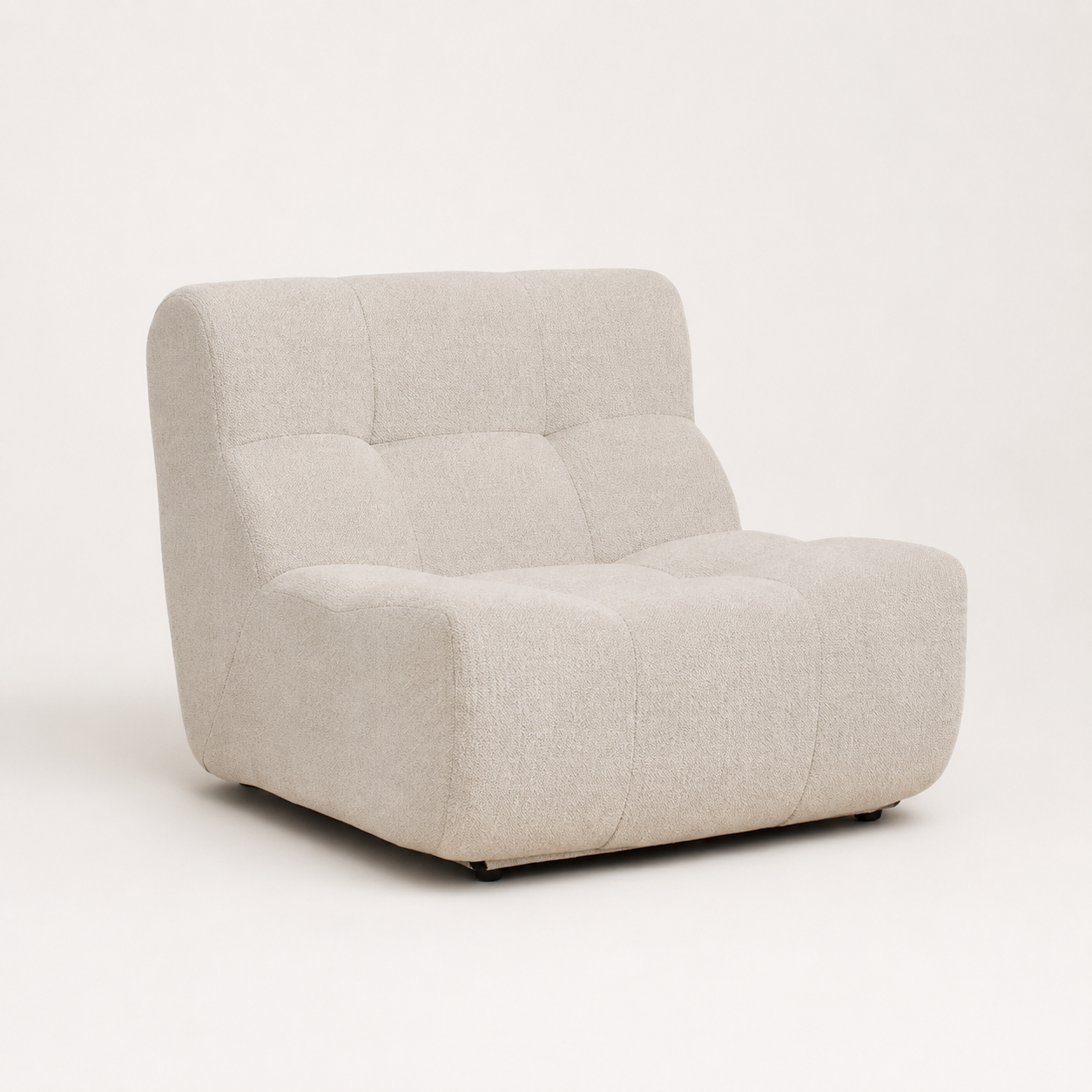 Modern Luxury White Tufted Fabric Modular Armchair, Comfortable Living Room Leisure Sofa