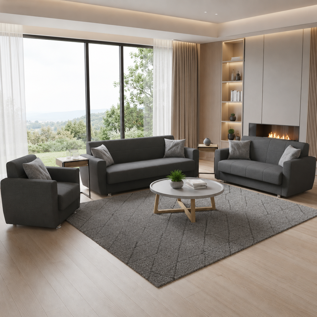 Luxury Minimalist Fabric Couch Set 3