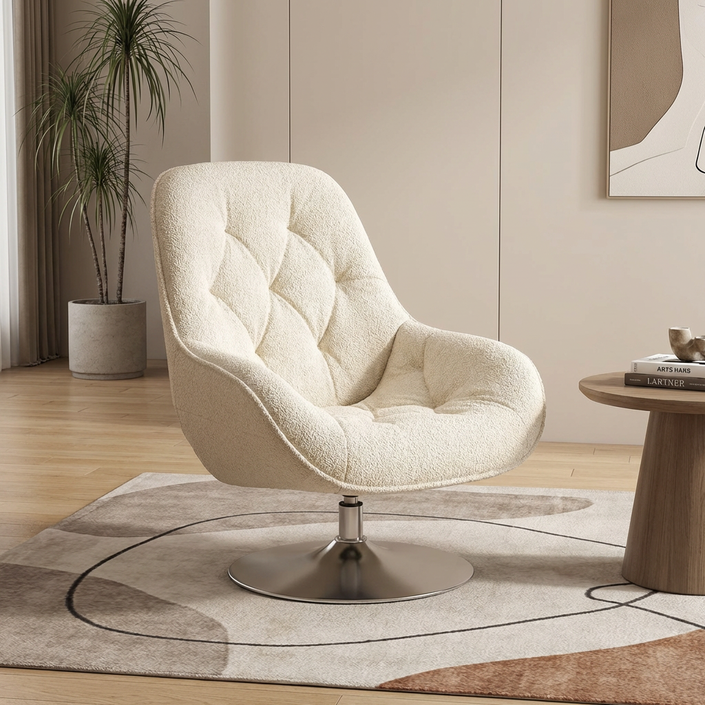 Penghao Nordic Luxury Swivel Lounge Chair - Modern Minimalist Single Sofa for Living Room & Balcony