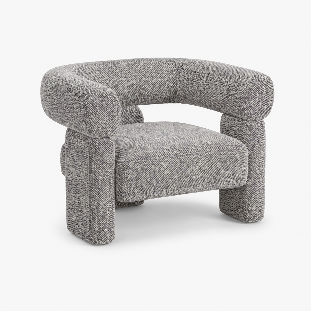 Modern Luxury Boucle Fabric Curved Design Lounge Chair for Living Room, Indoor Furniture