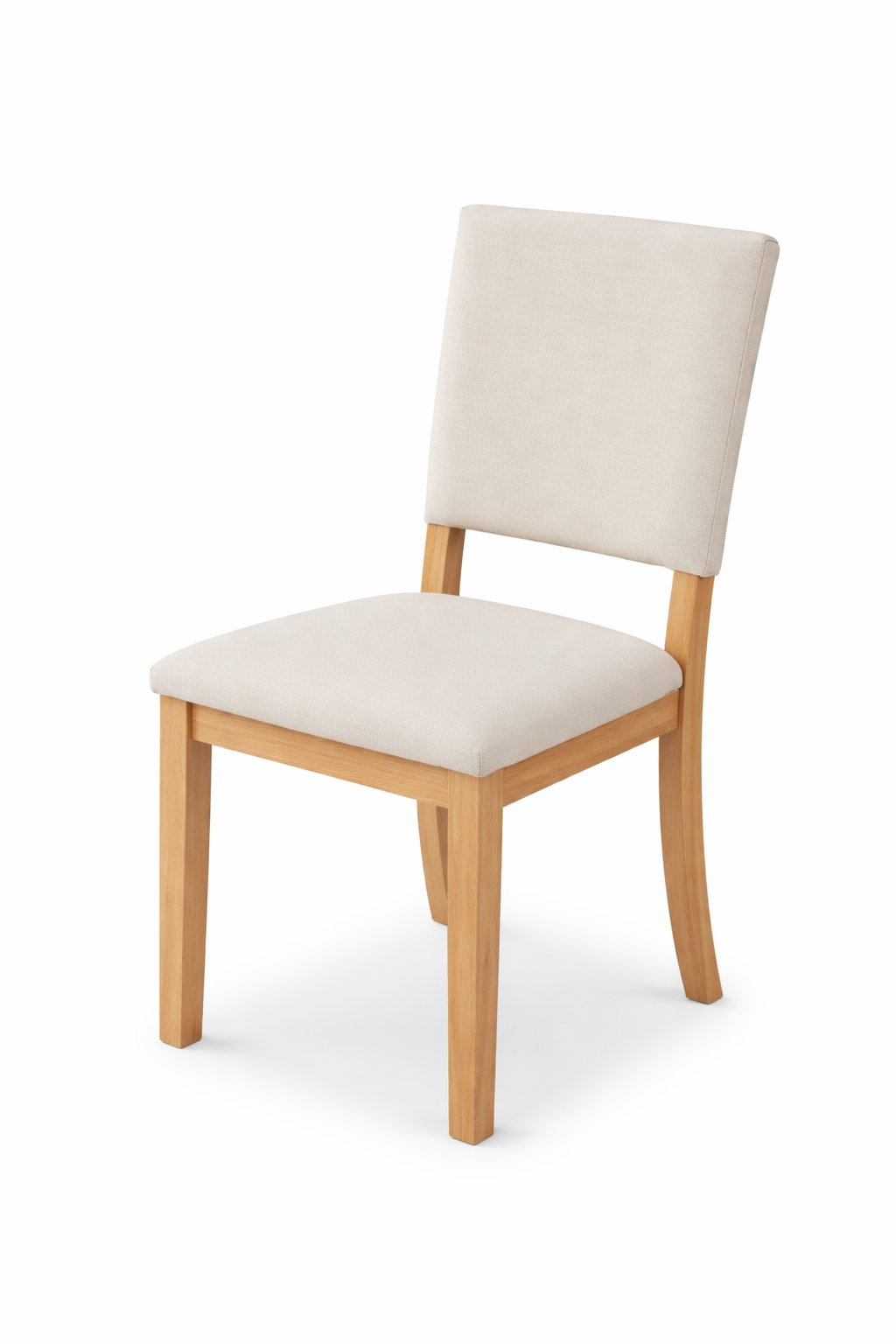 Modern Round Dining Table Set with 4 Upholstered Chairs – Light Wood Finish