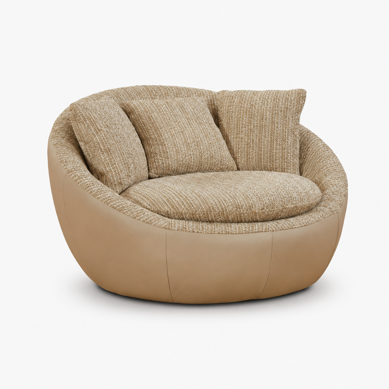 Contemporary Round Swivel Accent Chair Upholstered