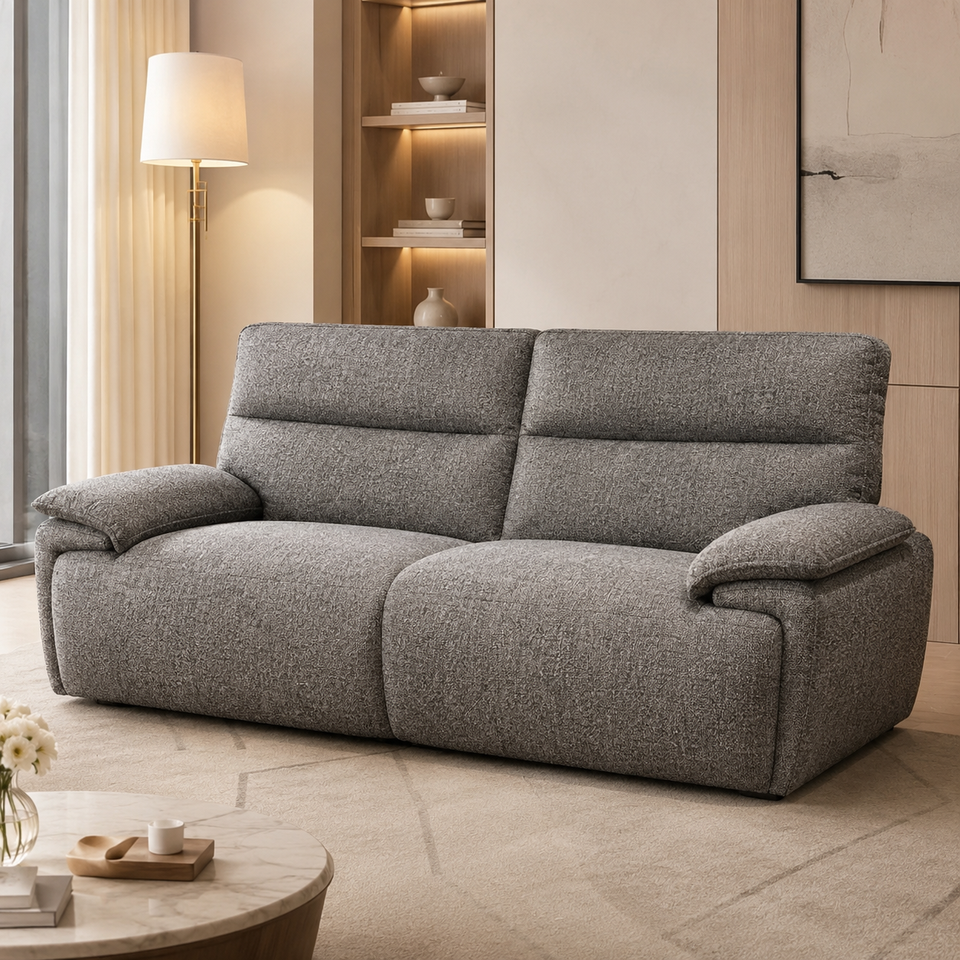Modern Convertible Recliner Adjustable Grey Fabric Sofa with Sponge Filling Single Seat for Apartment and Hotel Living Room