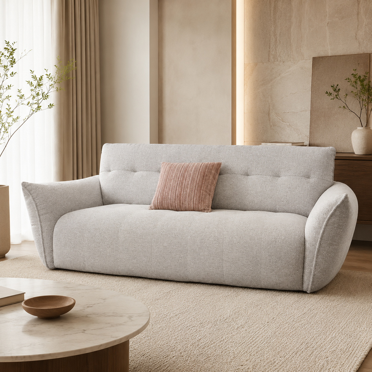 Luxury Modern Chenille Fabric Single Sofa Extra Large Deep Seat Soft Upholstered Armchair for Living Room