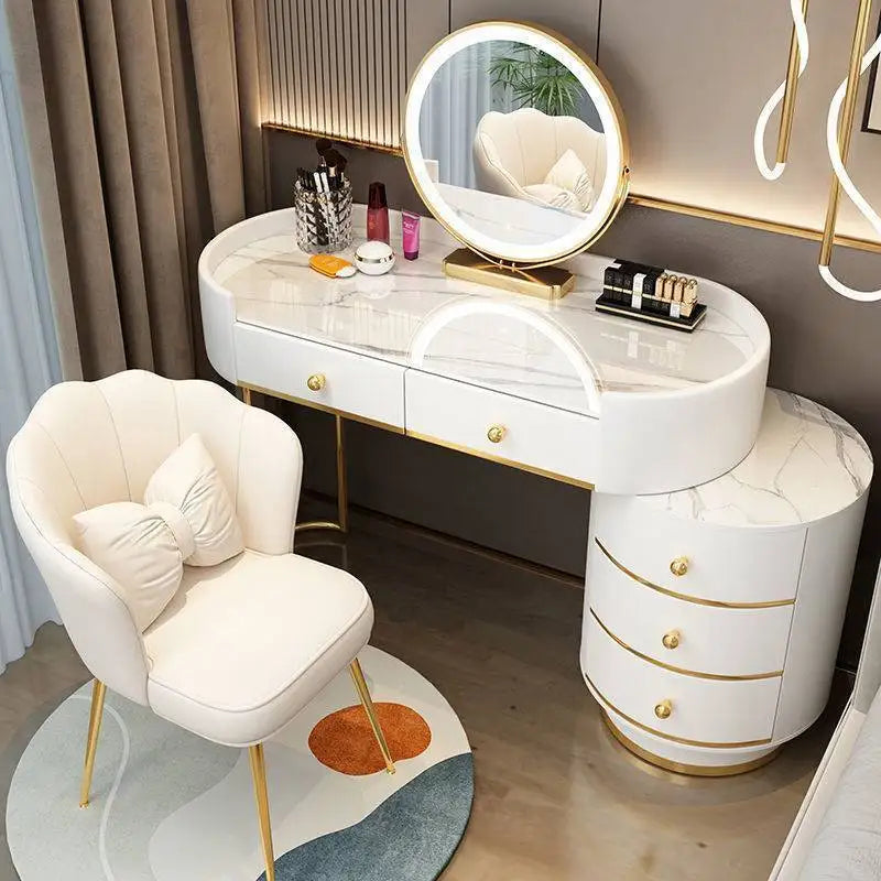 Luxury Dressing Table with Lighted Mirror & LED Bulbs Eco-Friendly Vanity