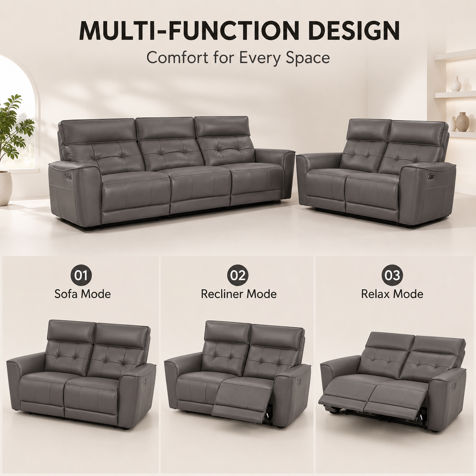 Custom Modern Leather Power Recliner Chair – Single Tufted LED Reclining Armchair | Whole-House Custom Furniture Manufacturer
