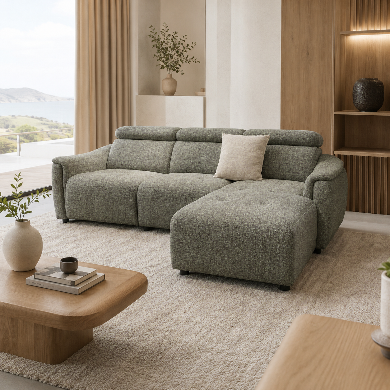 Modern Comfortable Three Seat Convertible Sofa