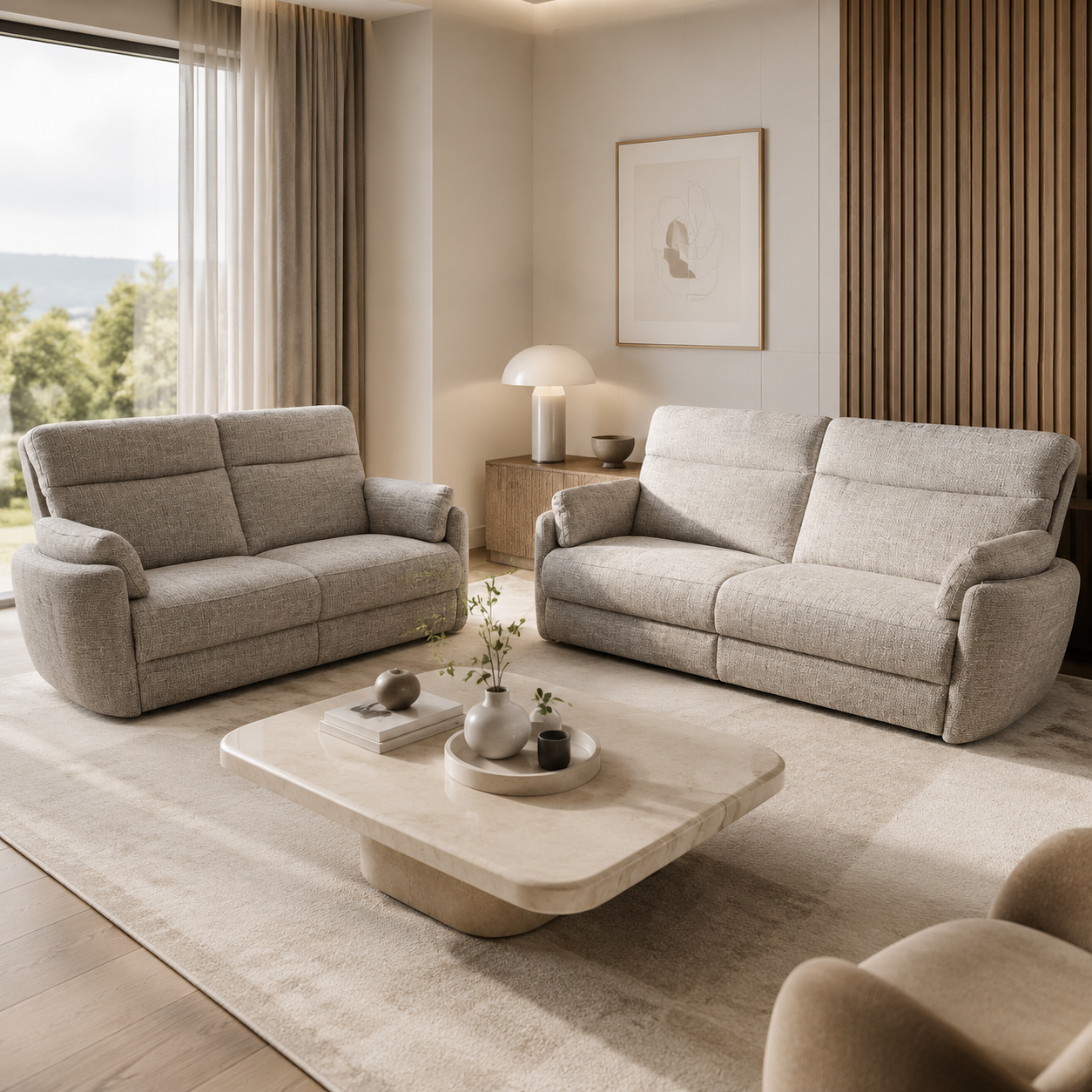 Modern Luxury Textured Marled Fabric Power Recliner Chair Single Electric Recliner Eco-Friendly for Living Room and Hotels