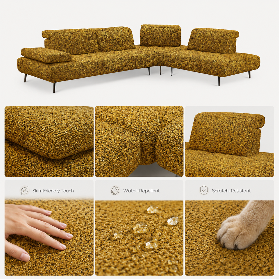 Hot Sale Modern L Shape Fabric Convertible Sectional Sofa 3 Seat Sponge Filled Comfortable Living Room