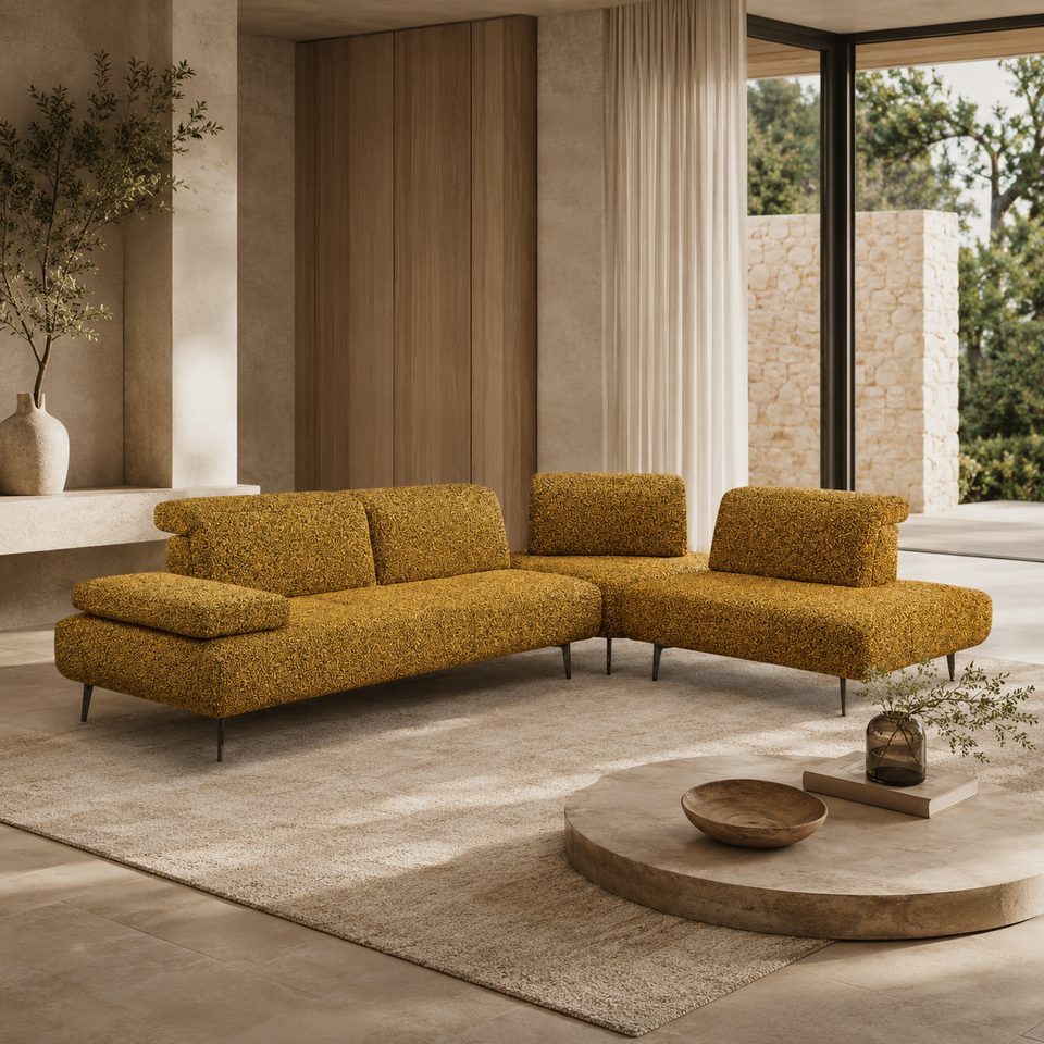 Hot Sale Modern L Shape Fabric Convertible Sectional Sofa 3 Seat Sponge Filled Comfortable Living Room