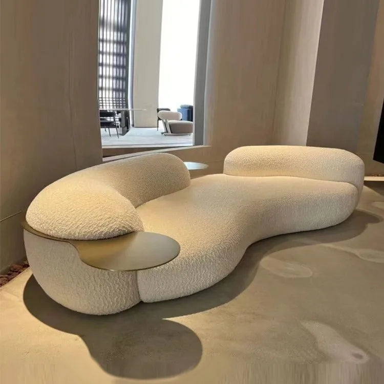 Hot Sale Nordic Lamb Velvet Modern Curved Bean Sofa for Living Room