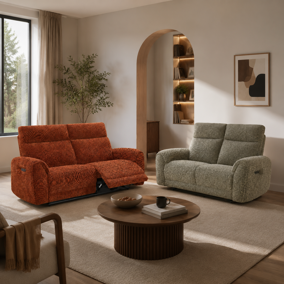 Manufacturer Modern Power Recliner Loveseat Soft Textured Fabric Electric Two Seat Sofa for Home Living Room