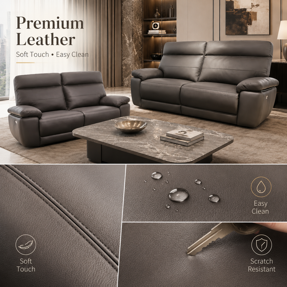 Modern Square Leather Recliner Sofa 2 Seater with Sponge Filling for Apartment & Hotel Use Luxury Comfortable Home Furniture