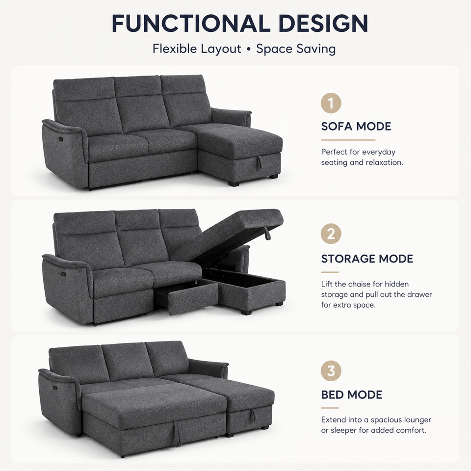 Manufacturer Custom Grey Chenille Square Shaped Reclining Sectional Sofa Storage Chaise LED Light Modern Hotel Living Room