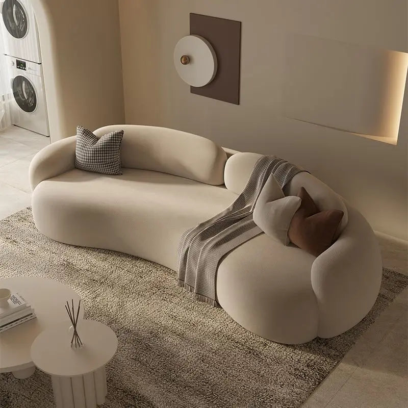 Hot Sale Cream Colored Curved Irregular Sectional Sofa for Lounge Reception
