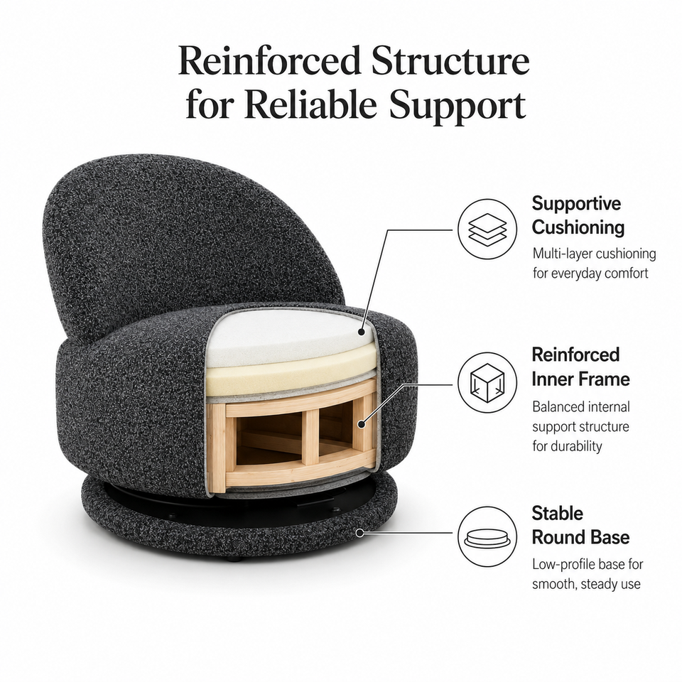 Modern Fabric Swivel Armchair Single Lounge Chair with Backrest for Living Room Hotel
