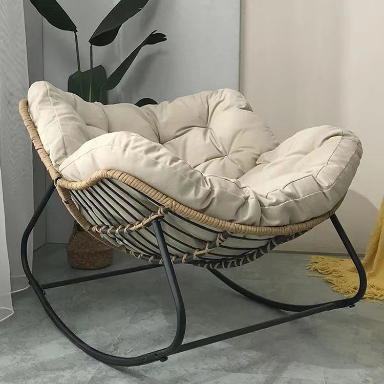 Kanepe Comfortable Reclining Square Tufted Rattan Rocking Chair Living Room