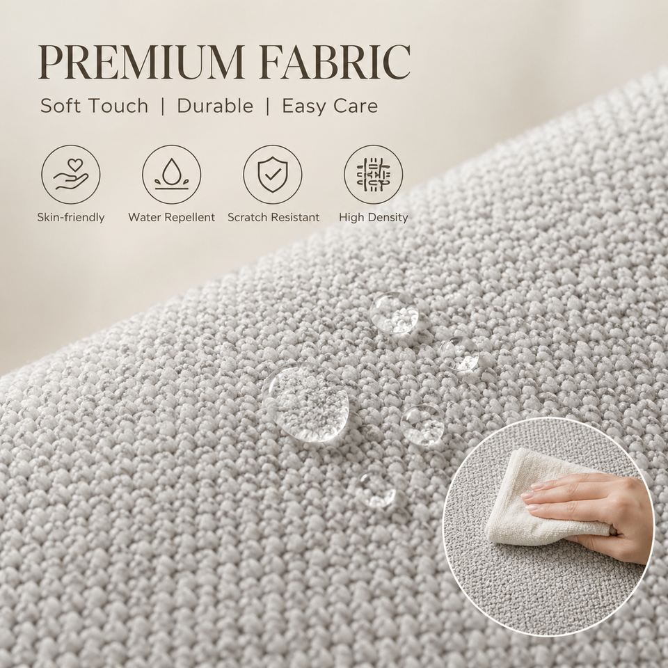 Modern Comfortable Two Seat Recliner Chair Light Grey Textured Tweed Tufted Fabric Sofa Armchair Living Room Home Furniture