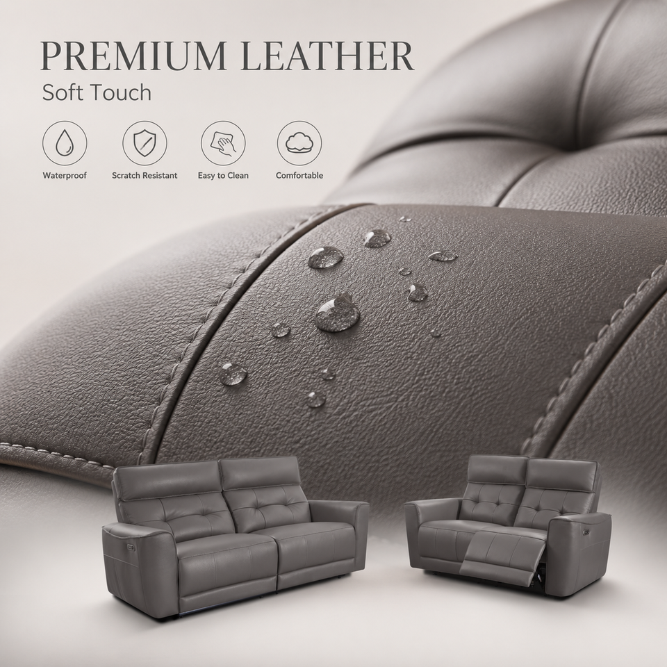 Custom Modern Leather Power Recliner Chair – Single Tufted LED Reclining Armchair | Whole-House Custom Furniture Manufacturer