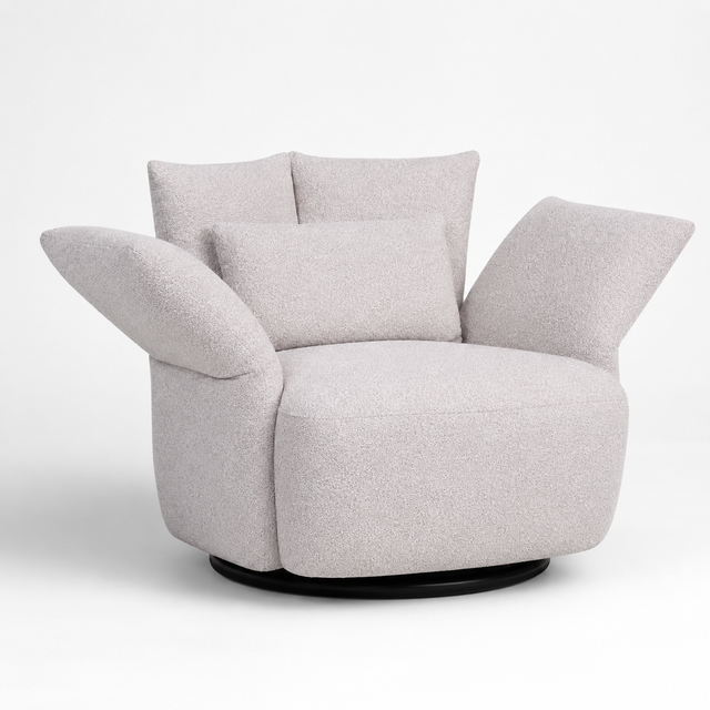 Minimalist Fabric Tub Chair with Swivel Base Single Seater Lounge Chair for Home