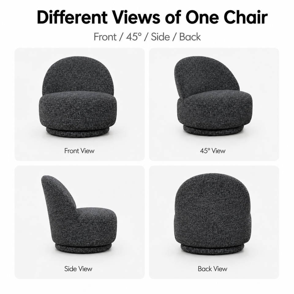 Modern Fabric Swivel Armchair Single Lounge Chair with Backrest for Living Room Hotel