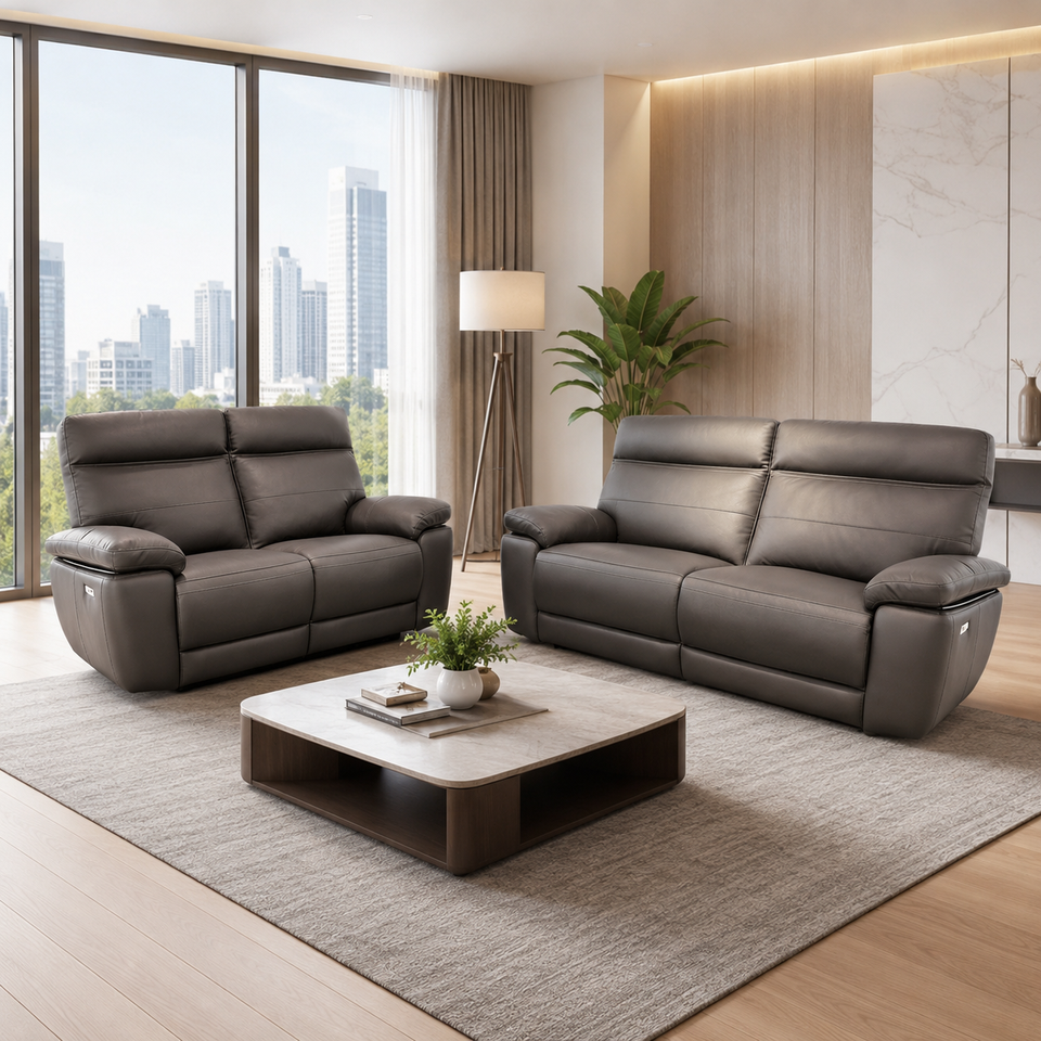 Modern Square Leather Recliner Sofa 2 Seater with Sponge Filling for Apartment & Hotel Use Luxury Comfortable Home Furniture